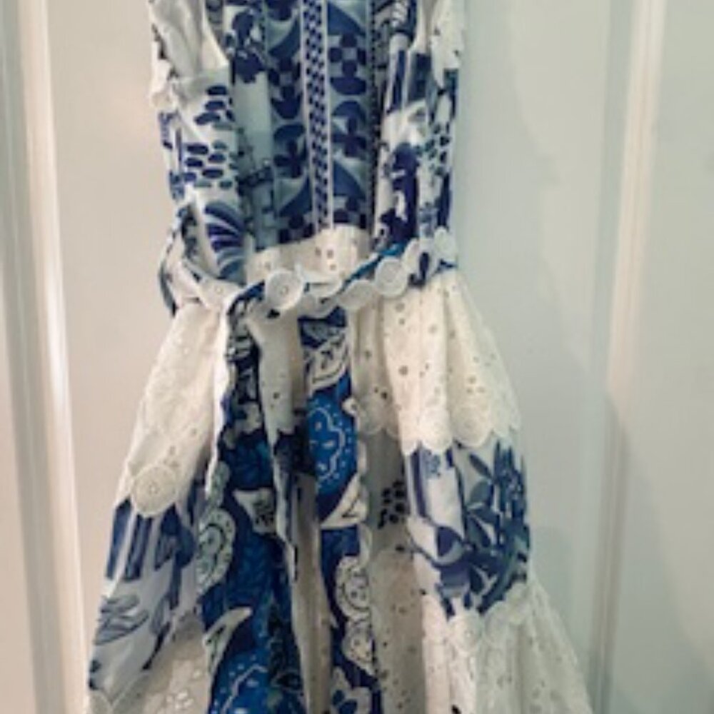 *New with tags* Farm Rio Maxi Dress Mixed White And Blue Prints - Picture 4 of 10